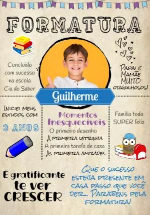 Convite Formatura Infantil com Foto para Editar Online