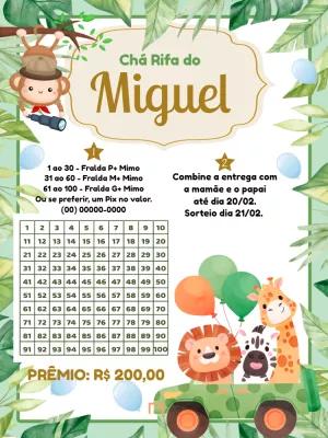 Chá Rifa de Fraldas Safari com Animais para Editar Online