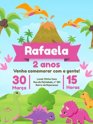 Convite Aniversário Dinossauro Baby para Editar Online
