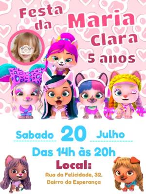 Convite Aniversário Vip Pets com Foto para Editar Online