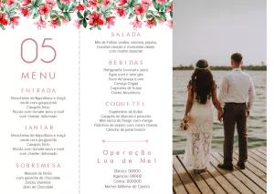 Menu de Casamento Floral com Foto para Editar Online