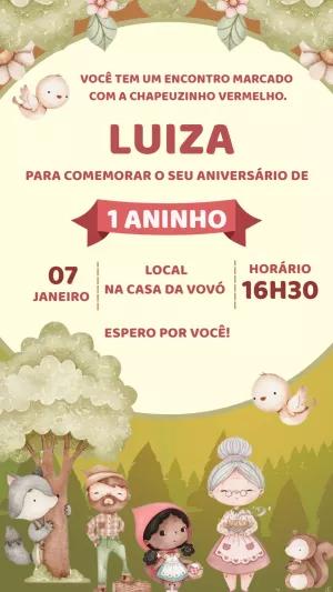 Convite Aniversário Chapeuzinho Vermelho Negra para Editar