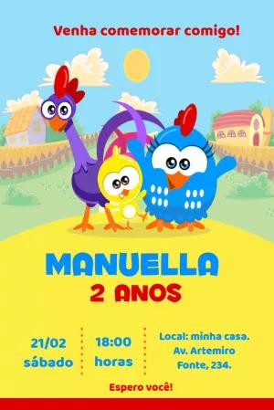 Convite Aniversário Galinha Pintadinha Cute para Editar Online