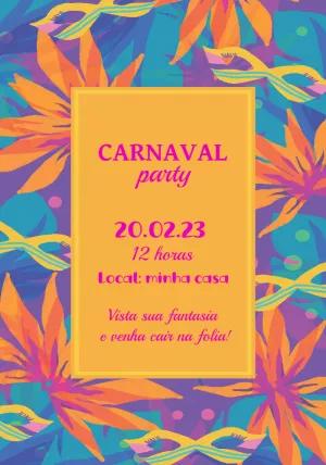 Convite de Carnaval Tropical com Máscaras para Editar Online