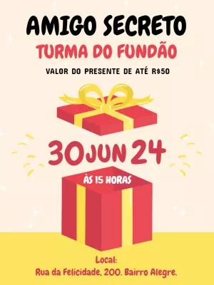 Convite Amigo Secreto com Presentes para Editar Online