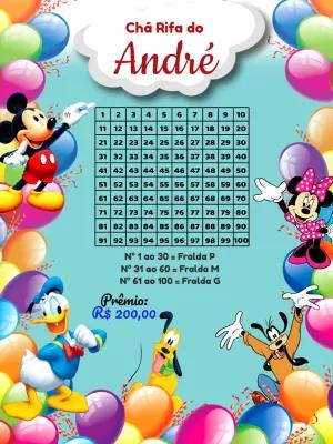 Chá Rifa Turma do Mickey Editável Online para Imprimir