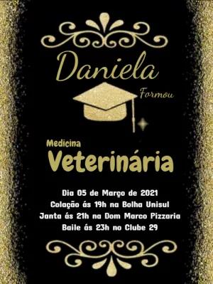 Convite de Formatura Veterinária Elegante para Editar Online