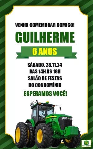 Convite Aniversário Trator John Deere para Editar Online