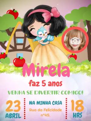 Convite Aniversário Branca de Neve com Foto para Editar Online