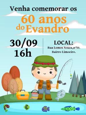 Convite de Aniversário Pescaria com Pescador para Editar Online