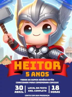 Convite de Aniversário Thor Bebê para Editar Online