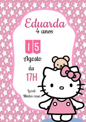Convite de Aniversário Hello Kitty para Editar Online