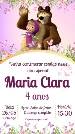 Convite de Aniversário Masha e o Urso para Editar Online