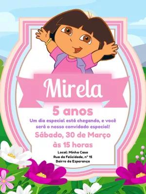 Convite de Aniversário Dora Aventureira para Editar Online