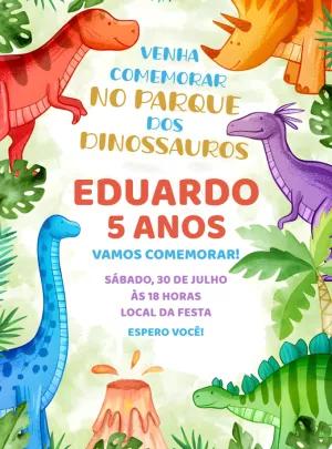 Convite de Aniversário Dinossauros para Editar Online