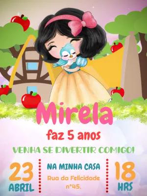 Convite de Aniversário Branca de Neve para Editar Online