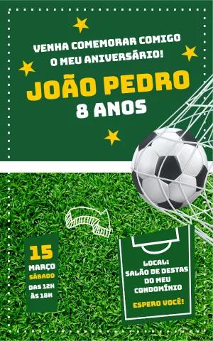 Convite Aniversário Futebol com Bola na Rede para Editar Online