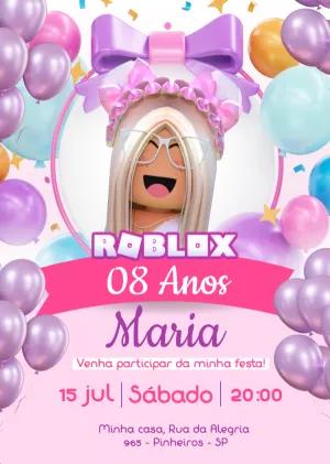 Convite de Aniversário Roblox Menina para Editar Online