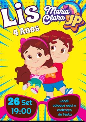 Convite de Aniversário Maria Clara e JP para Editar Online