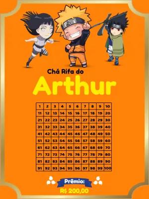 Rifa Chá de Bebê Naruto com Personagens para Editar Online