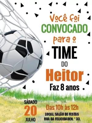 Convite de Aniversário Futebol com Bola na Rede para Editar Online