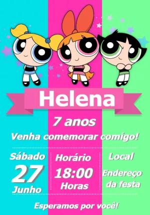 Convite de Aniversário Meninas Superpoderosas para Editar Online