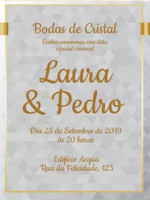 Convite Bodas de Cristal Elegante para Editar Online