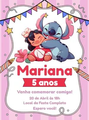 Convite de Aniversário Lilo e Stitch para Editar Online