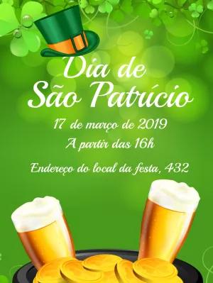 Convite Online Editável para Festa de Dia de São Patrício
