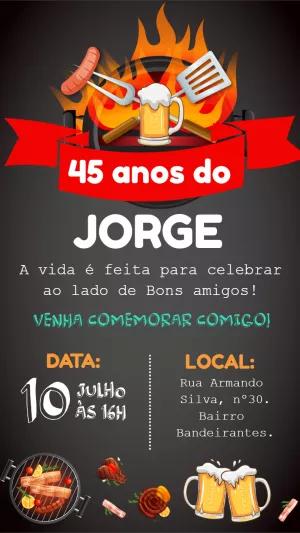 Convite de Aniversário Churrasco e Cerveja para Editar Online