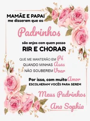 Mensagem para Padrinhos de Batismo Floral para Editar Online