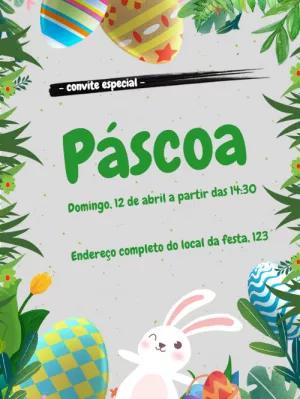 Convite de Páscoa com Coelhinho Fofo para Editar Online