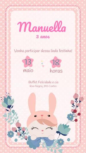Convite Aniversário Boneca Metoo Doll para Editar Online