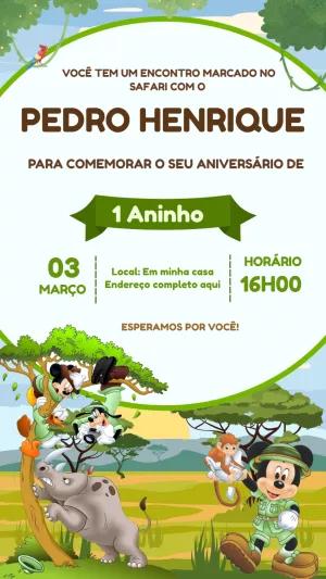 Convite de Aniversário Safari do Mickey para Editar Online