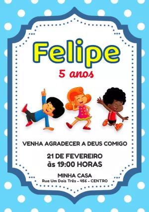 Convite 3 Palavrinhas Aniversário Infantil para Editar