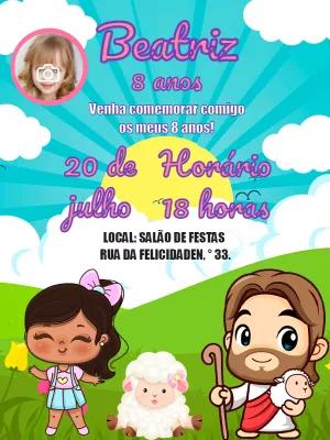 Convite Aniversário Jesus com Foto para Editar Online