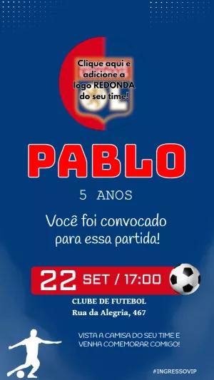 Convite de Aniversário Futebol com Logo do Time para Editar