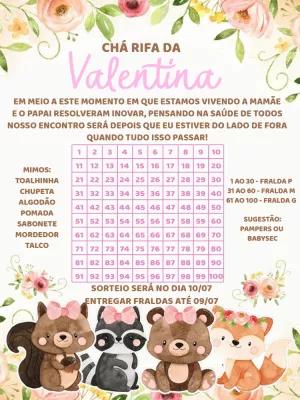Convite Chá Rifa Bosque Encantado com Animais para Editar