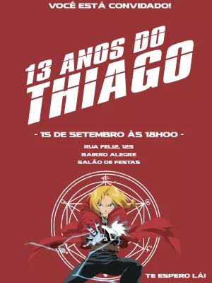 Convite de Aniversário Fullmetal Alchemist para Editar Online