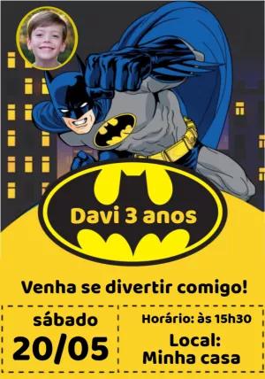 Convite de Aniversário Batman com Foto para Editar Online