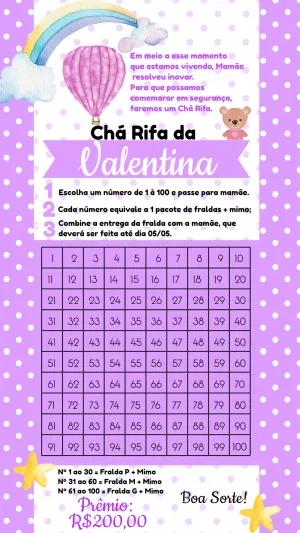 Chá Rifa Ursinha com Balão Lilás para Editar Online