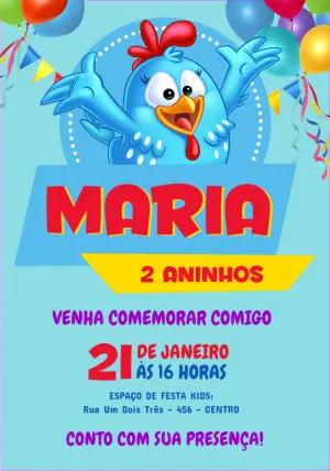 Convite de Aniversário Galinha Pintadinha com Balões para Editar