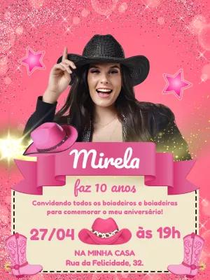 Convite de Aniversário Boiadeira Sertanejo para Editar Online