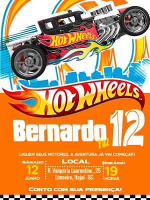 Convite de Aniversário Hot Wheels Editável Online