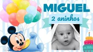 Painel de TV Aniversário Mickey Baby com Foto para Editar Online