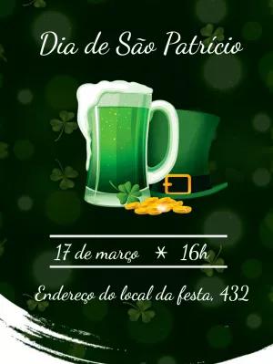 Convite Dia de São Patrício com Cerveja Verde para Editar