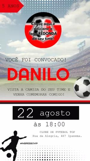 Convite de Aniversário Futebol com Logo do Time para Editar