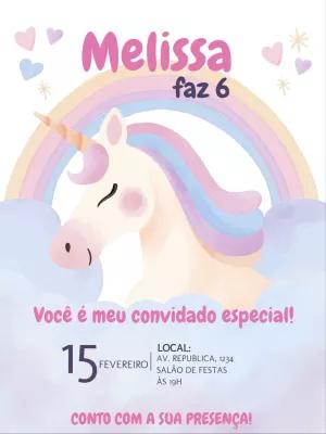 Convite de Aniversário Unicórnio Mágico para Editar Online