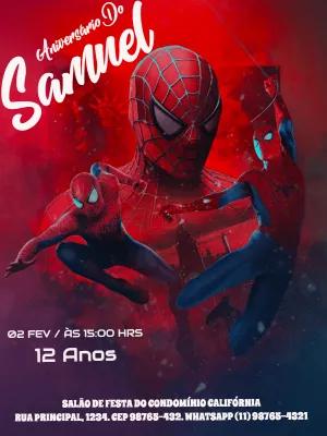 Convite de Aniversário Homem-Aranha para Editar Online