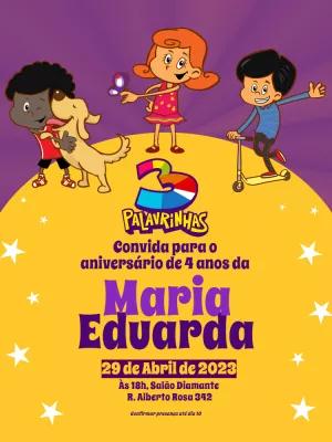 Convite de Aniversário 3 Palavrinhas para Editar Online